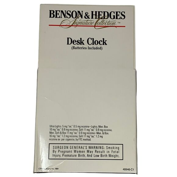 Vintage 90s Benson and Hedges Desk Clock Cigarettes Tobacciana Promotional Black - Picture 3 of 5